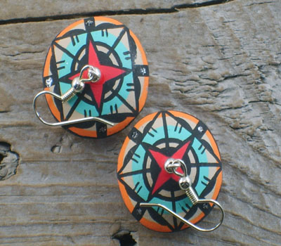 Native American Pottery Painted Earrings Pueblo of Jemez